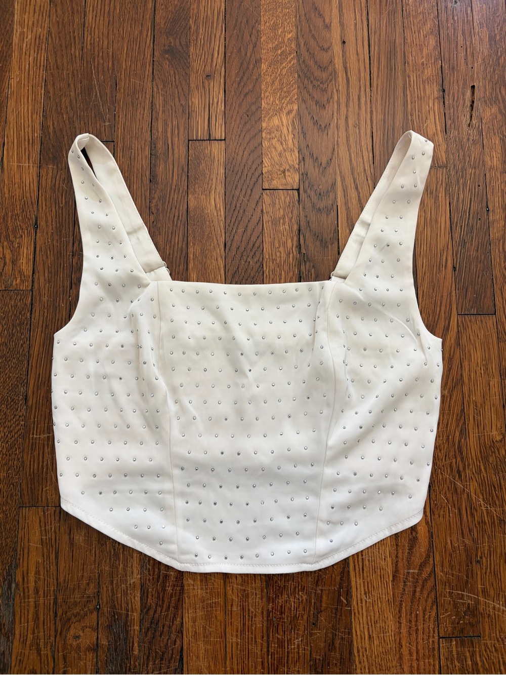 wild fable White Embellished Square Crop Top